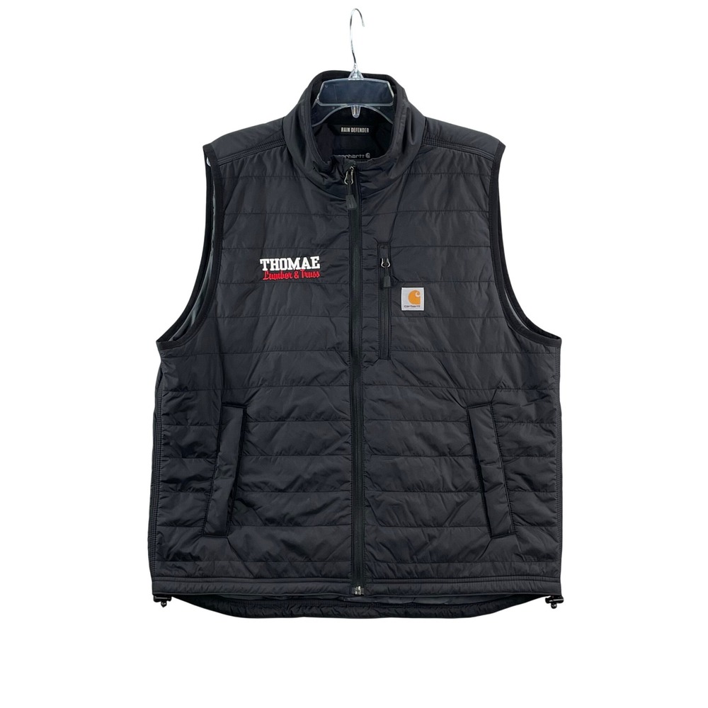 Carhartt Gilliam Vest Mens Large Black Rain Defender Quilted Insulated Workwear